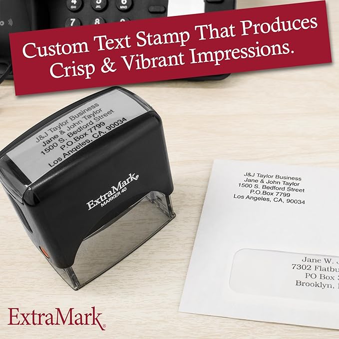 ExtraMark Return Address Stamp - Custom Self Inking Rubber Stamp - Personalized Stamp - Customizable Text with 15 Colors - Wedding Invitation & Housewarming Rubber Stamp