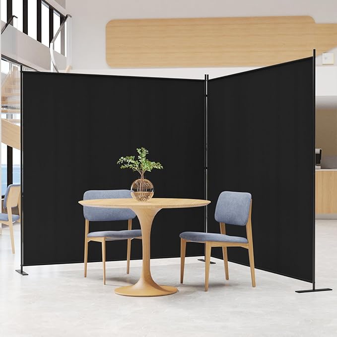 C-Hopetree 2 Panels Room Divider, 6 Ft Tall Indoor Folding Privacy Screen, Portable Partition Separator, Freestanding Separation Temporary Wall for Office, Bedroom, 142" W X 71" H, Black