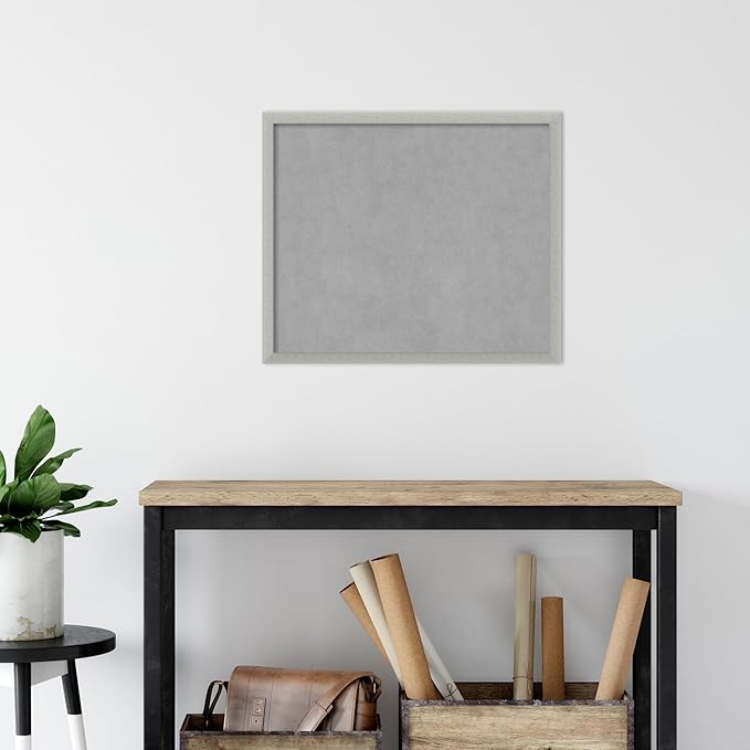 Amanti Art Silver Framed Magnetic Board 22x26 Medium Vision Board for use with Magnets, 100% Metal Sheet to Display Items as Office Decor or for Home Organization in mudroom, Kitchen or Kids Room