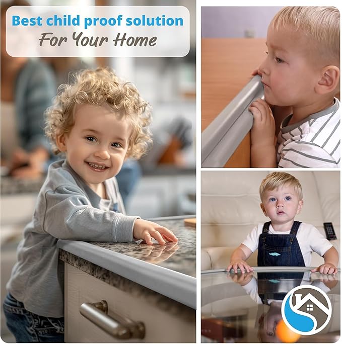 Furniture Edge Guards | 16ft Protective Protective Foam Cushion | Baby Child Proofing Set NonToxic and Safe for Table, Fireplace, Countertop | Gray
