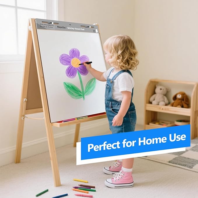 Nortix Flip Chart Paper, Sticky Easel Pads, Chart Paper for Teachers,Super Adhesive & Bleed-Resistant, Large Self-Stick Easel Paper for Classroom/Office, 25 x 30 inch, 30 Sheets/Pad, 8 Pads