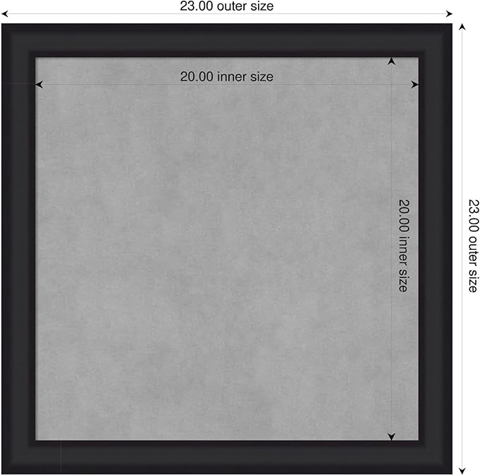 Amanti Art Black Framed Magnetic Board 23x23 Medium Vision Board for use with Magnets, 100% Metal Sheet to Display Items as Office Decor or for Home Organization in mudroom, Kitchen or Kids Room