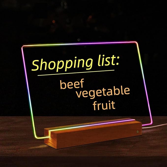ARAGIT LED Drawing Board for Kids & Adults, Rechargeable Led Note Boards with Colors, Neon Glow Memo Light-Up Message with Stand as Night Light for Room/Store/Office/Valentine's Day/Gift