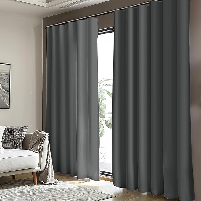 Cbsroro Room Divider Blackout Curtain Track Curtains Wall Dividers Panels Screen for Living Rooms Bedroom Office Privacy Partition Separation, W150 × L96 Inch,1 Panel, Grey
