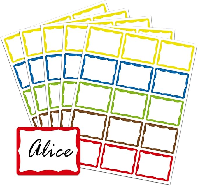 405 Pcs Colorful Name Tag Stickers, 2"x 3" Adhesive Sticky Name Tags Sticker Name Badges Labels for School, Classroom, Reunion, Office, Home, Party