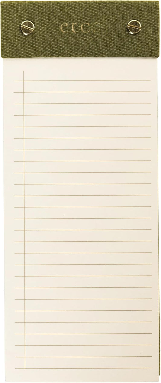 Graphique Post-Bound List Pad Luxe Collection, Perforated Sheets To-Do Notepad, Hardcover Binding, Gold Foil Embossing, 100 Pages, 4” x 9.75”, Olive Green