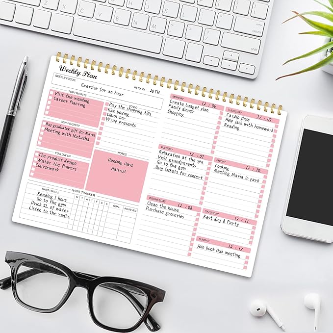 Weekly Planner Notepad Undated Weekly Goals Schedule Planner To Do List Notebook Planning Pad Calendars Organizers Habit Tracker Journal for Man & Women,52 Weeks (8.5x12")