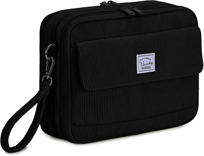 VASCHY Colored Pencil Case, Corduroy Large Pencil Pouch for Art Pens Markers Gel Pens Big Holder Organizer Fits 192 Pencils for Girls Women Black
