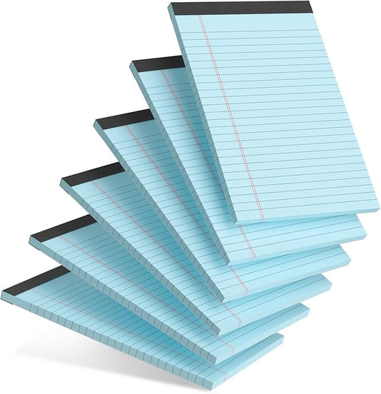 AILZFEI 6pcs Small Note Pad 5x8 College Ruled Blue Legal Pads Paper Notepads 6 Pack Study Back Writing Pads 5 x 8 Legal Pads Perforated Narrow Ruled Pads of Paper Blue