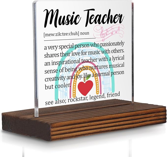 Music Teacher Gift Desk Sign, Inspirational Thank You Plaque for Band Choir Instructors, Music Educator Appreciation Decor for Classroom Office PA069