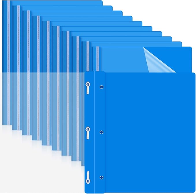 Teling 72 Pack Clear Front Report Covers Bulk Business Report Covers Plastic Presentation Folders Resume Portfolio Folder Paper Binder with 3 Prongs for Presentation Document School Office (Blue)