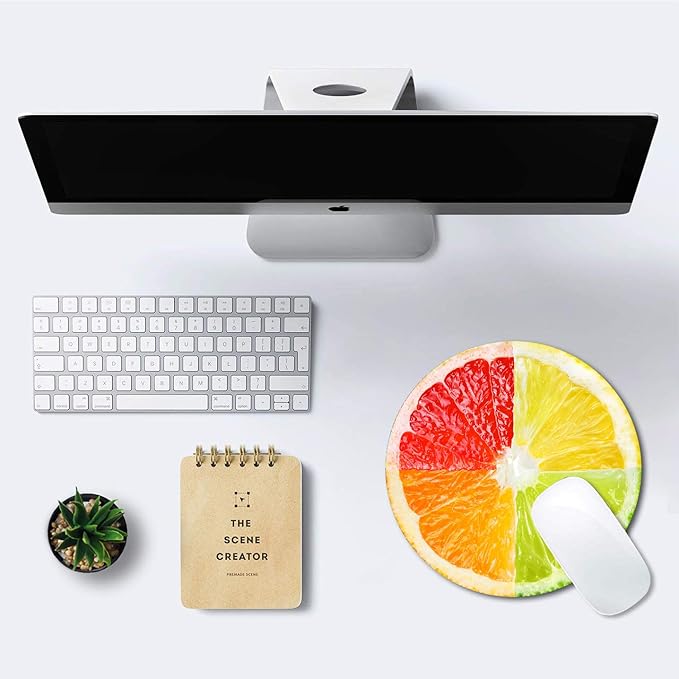 IMAYONDIA Lemon Mouse Pad,Round Tropical Fruit Mousepad,Citrus Fruit Mouse Pad Small For Desk,Food Mouse Mat,Funny Colorful Cute Mouse Pads,Non-Slip Rubber Round Gaming Mouse Pad,7.9 x 7.9 x 0.12 Inch