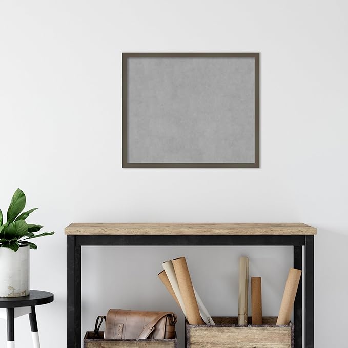 Amanti Art Grey Framed Magnetic Board 21x25 Medium Vision Board for use with Magnets, 100% Metal Sheet to Display Items as Office Decor or for Home Organization in mudroom, Kitchen or Kids Room