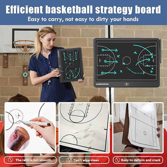 Electronic Basketball Coaching Board - 16 inch LCD BasketballTactics Board with Stylus Pen, Basketball Coach Essentials