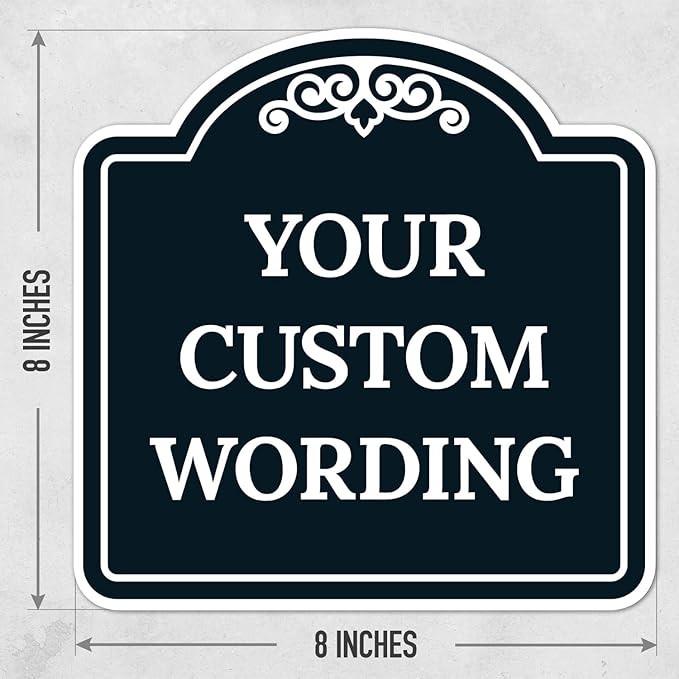 Custom Decorative Sign, Personalized Metal Sign for Business, Driveway, Home, Airbnb, Office Door Plaque, Black Background, 8x8 Inches, ACM, Fade Resistant, Made in USA