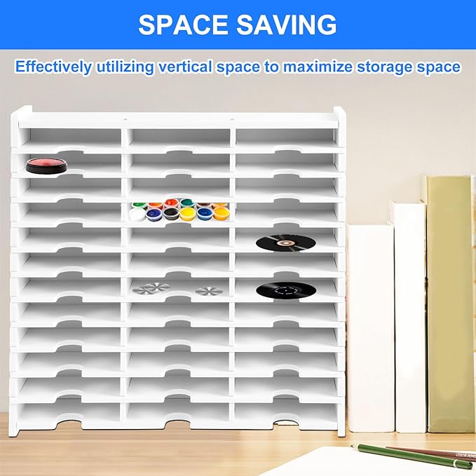 Abizarch 36 Slots Ink Pad Printing Storage Box, Large Capacity Ink Pad Holder for Stamp Up or Ranger Ink Pads Painting Tray Rack for Crafts Supply