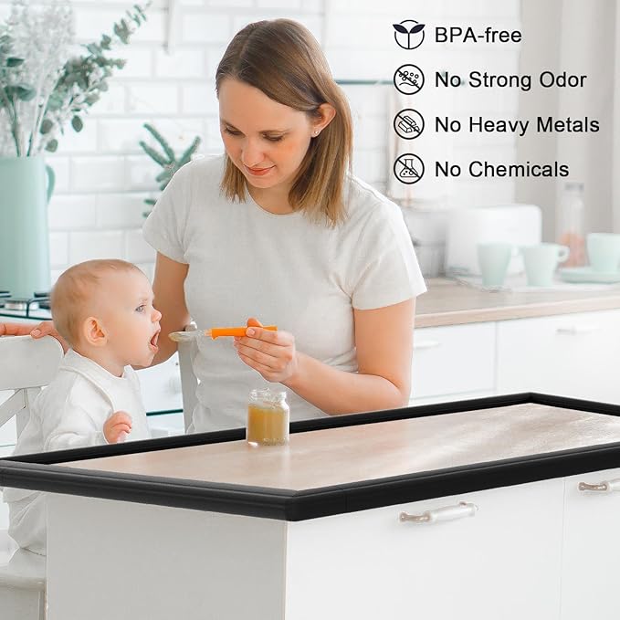 Baby Proof Corners and Edges Protector 20ft Edge+8 Corner Guard, Fireplace Baby Proofing Bumper, Heavy-Duty Soft NBR Foam Edge Corner Protector for Furniture Table, Childsafe/Pre-Taped Black