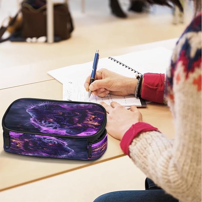 Pardick Tiger Animal Pencil Case，Big Capacity Pencil Pouch Coin Pouch Stationery Organizer For Teen School