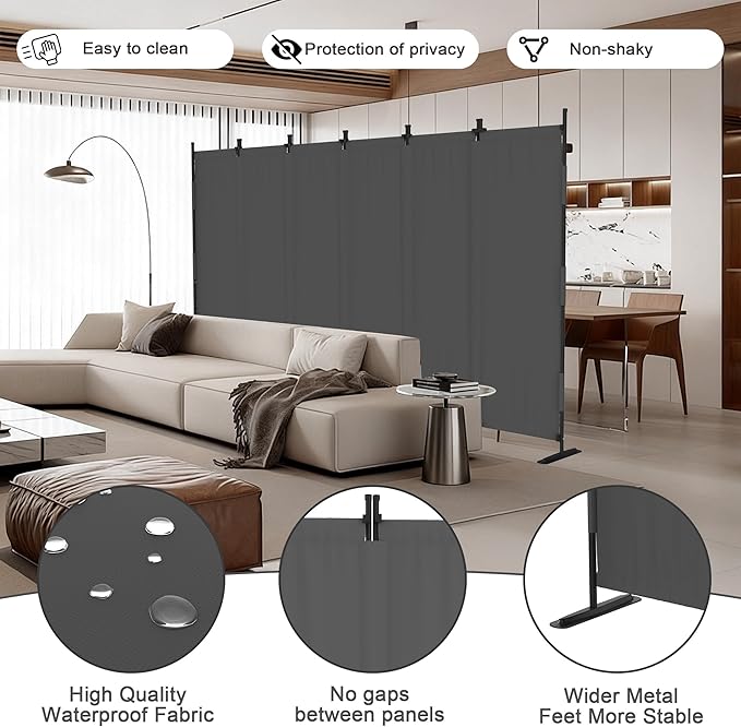 Kecreque 6 Panel Room Divider,6ft Folding Screen Portable Wall Partition Room Divider with 4 Metal Feet,Privacy Screen Indoor Doubles as a Cubicle Wall,Suitable for Bedroom Dressing Room Office