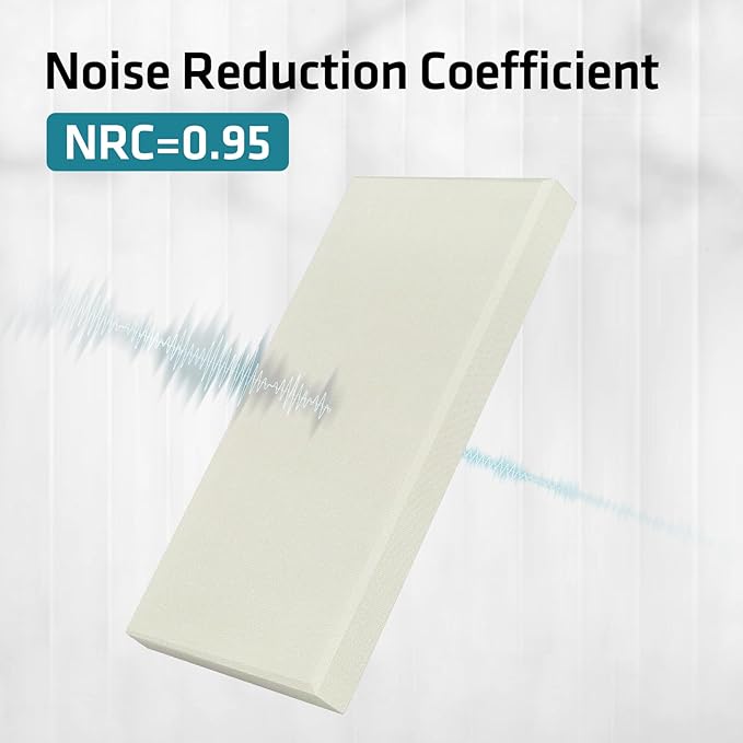 UMIACOUSTICS 4 PCS Acoustic Wall Panels, 2“ Thick 23.6" x 11.8" Fiberglass Recording Studio Acoustical Treatments Panels, Sound Absorbing Panels for Studios, Office, Home Theater. Beige
