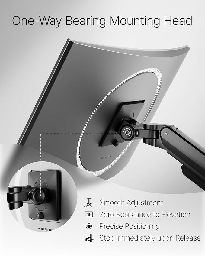 monTEK Deluxe Monitor Arm with USB A/C up to 40 Inch Holds 26.4 lbs Curved Screens Aluminum Fully Motion Single Monitor Stand with Clamp/Grommet, Quick Release Plate,75/100mm VESA, MA1008UCBK