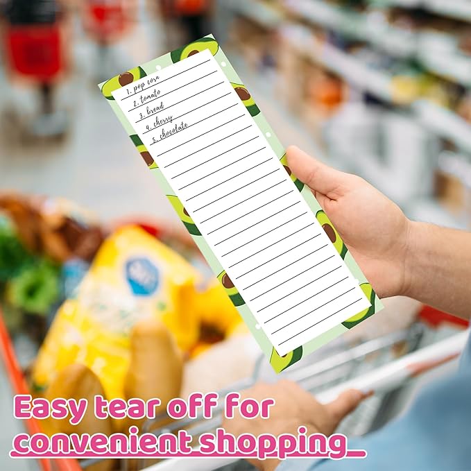 Thboxes 4 Pack Magnetic Note Pad for Fridge, Totally 200 Sheets Grocery List Magnet Pad for Refrigerator Magnetic Shopping List Pad with Pen Holder（Fruit Design）