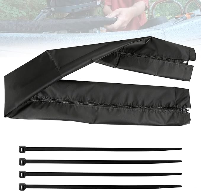 48 Inch Zippered Rigging Sleeve | Heavy Duty 600D Waterproof Marine Cable Organizer for Trolling Motor, Control Cables, Fuel Lines & Wires | Black with Cable Tie