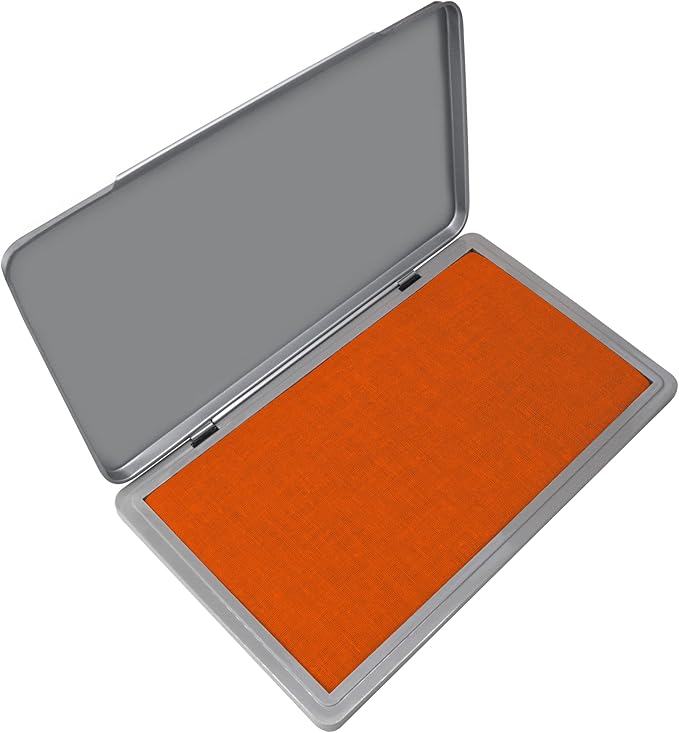Metal Case Stamp Pad Large Size, Orange Color - Size: 3" x 6" - Choose from 15 Ink Colors