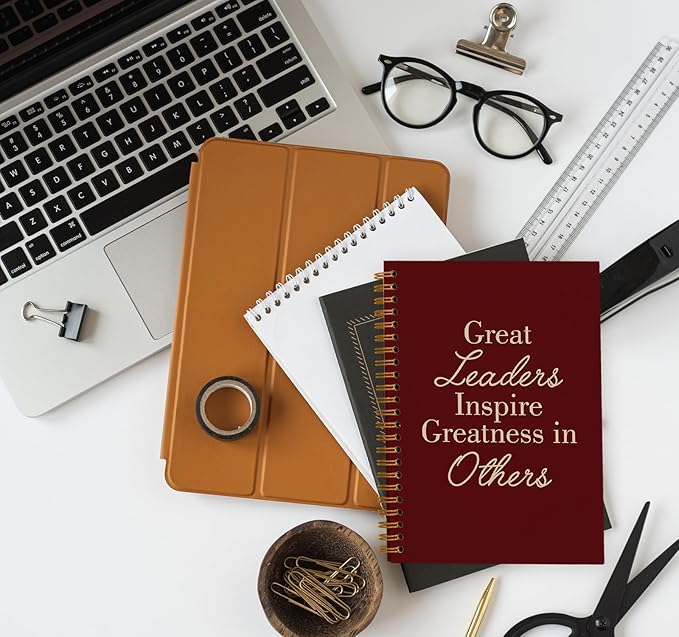 OXW Red Meeting Notebooks for Work, Leadership Gifts Office Work Notebook Journal for Writing Note Taking, Thank You Gifts for Women Men Leader Boss Mentor Principal Manager, 5.5"x8.3"