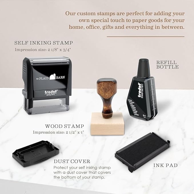 Address Stamp - Custom Stamps for Mailing I Create Personalized Name and Return Address I Up to 3 Lines of Text I Includes Color Options I Self Inking and Wooden Rubber Stamp Options (Holiday Designs)