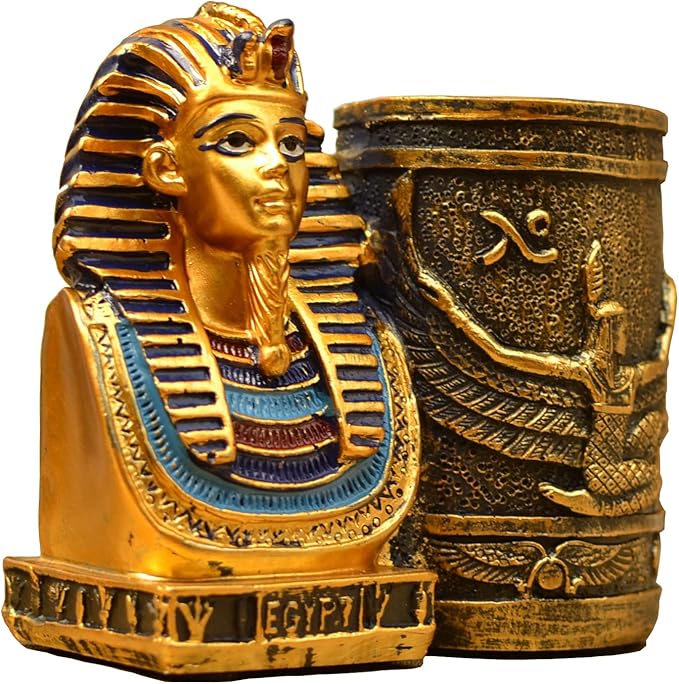 Daisylily Ancient Egyptian Pencil Holder, King Pharaoh Pen Cup, Pen Holder for Desk Office Pen Organizer, Pencil Cup Storage Containers - Egyptian