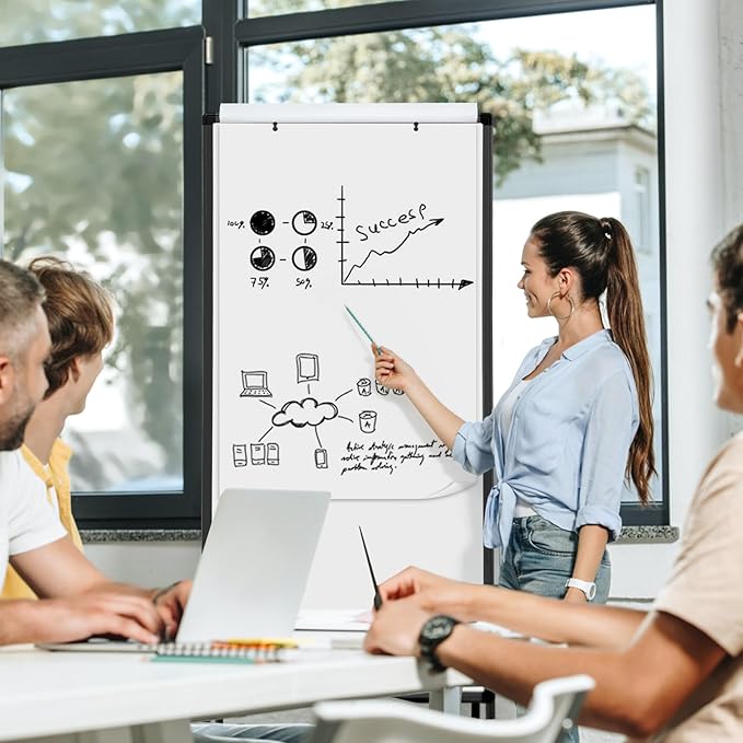 MAKELLO Rolling Whiteboard on Wheels 48x24 in, Double Sided Mobile White Board with Storage Tray for Office School Home, Magnetic Classroom Easel for Teacher, Height Adjustable, Aluminum Frame, 4'x2'