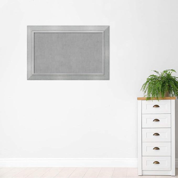 Amanti Art Silver Framed Magnetic Board 31x47 Large Vision Board for use with Magnets, 100% Metal Sheet to Display Items as Office Decor or for Home Organization in mudroom, Kitchen or Kids Room