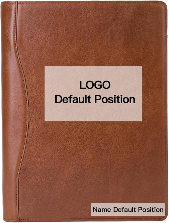 Geslun Personalized Genuine Leather 3 Ring Binder, Custom Engraved 8.5 x 11 Letter Size Folio with Pen Holder, Soft Notebook Portfolio Cover, Notepad Padfolio Organizer for Meeting, Brown, Oil Tanned