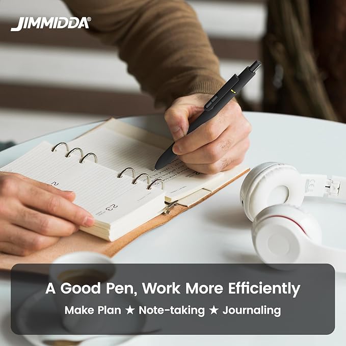 JIMMIDDA 8Pcs Black Gel Pens - 0.7mm Medium Point Black Ink Pens | Smooth Writing - Quick Drying Retractable Pen for Men Women (Black - 8Pcs)