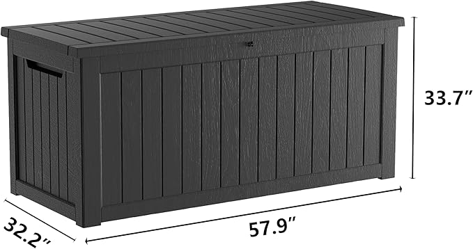 Yardgrace Heavy-Duty 270 Gallon Waterproof Deck Storage Box, Outdoor Storage for Garden & Patio, Lockable Resin Storage Chest for Pool Accessories, UV-Resistant, Onyx Black