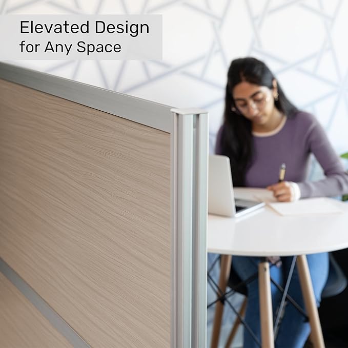 Stand Up Desk Store Oakwood Aesthetic Modular Walls | Room Divider Wall with Durable Woodgrain-Inspired Finish | Modular Office Partition Wall for Offices, Classrooms, and Coworking 70" W x 48" H