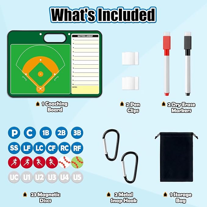 Torlam Magnetic Dry Erase Coach Board, Baseball, Soccer, Football, Basketball Coaching Clipboard