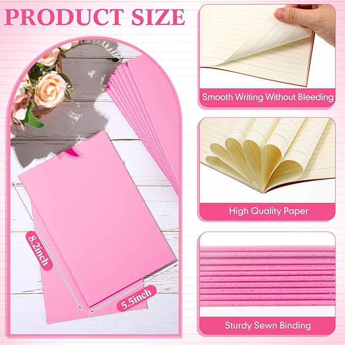 Mimorou 100 Pcs Journals Notebooks Bulk - Kraft Softcover A5 Small Notebooks 5.5 Inch x 8.3 Inch Notepads with 60 Page 30 Sheet for Writing Sketch Travel Office Supplies(Pink,Lined)