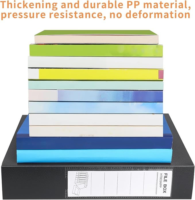 HUA JIE 2 Pack A4 Storage File Boxes Archives Case,65mm Spine,Box File Document Storage Box for Office School -Black