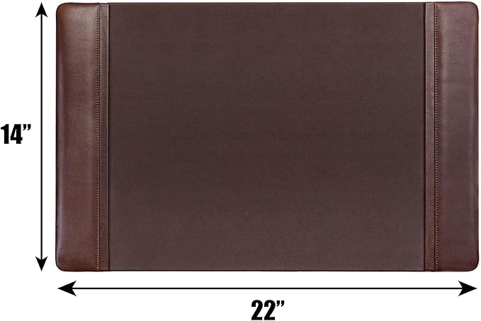 DACASSO Leather Desk Pad with Side Rails - Luxury Leather Desk Blotter for Writing - Executive Desk Surface Protector - (Chocolate Brown, 22” x 14”)