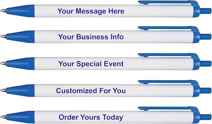 RevMark Personalized Ballpoint Pen, Custom Printed Name, Business or Event Information, Timeless Advertising, USA Made Pens, Promotional Marketing, Smooth Black Ink, Bulk Pack (Blue,500 Ct.)
