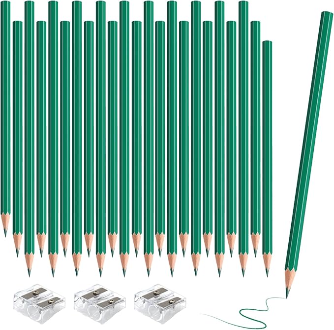 sqzrmdcg 36 PCS Colored Pencils Pre-sharpened Coloring Pencils Set for Kids and Adult, Teachers Essential Classroom Prizes, Back to School Supplies (Green)