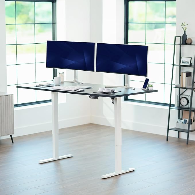 VIVO Electric 71 x 36 in Standing Desk, Memory Height Adjustment, 1B Series, Holds 220 lbs, Black Top White Frame, DESK-KIT-1W7B-36