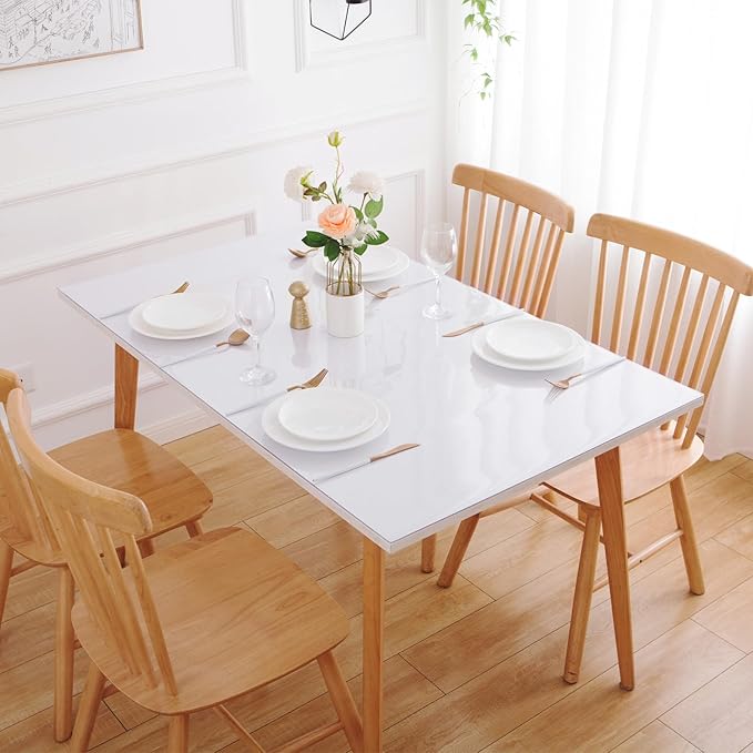 Eisdroma 40 x 96 Inch Clear Table Cover Protector, Clear Table Protector for Dining Room Table, 1.5mm Plastic Table Cover, Waterproof Table Pad for Kitchen, Office