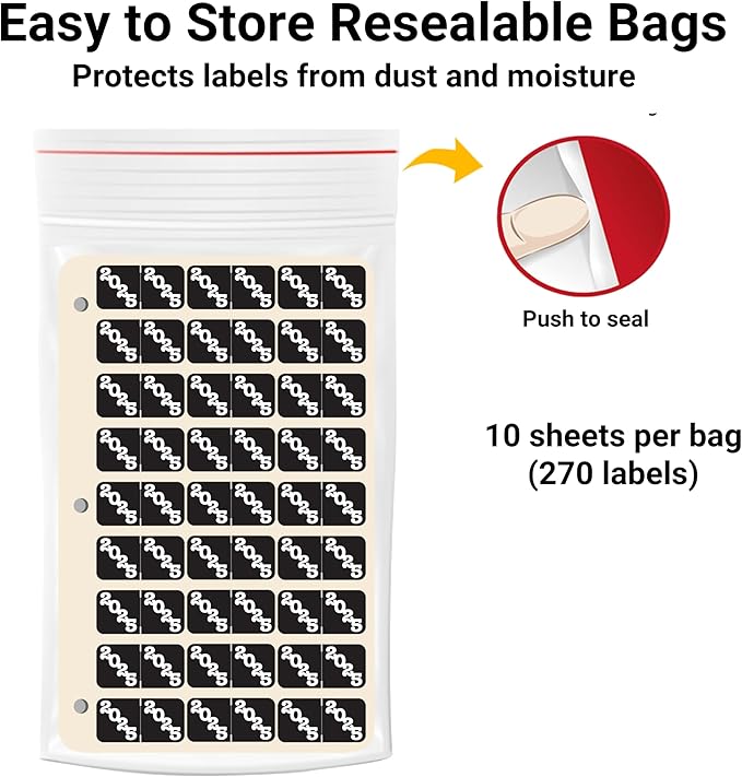 2025 Year Labels, Doctor Stuff 2025 Chart Stickers, Ringbook Sheets, Black/White Color Coded, Jeter Style, USA Made Year Stickers for End Tab File Folders, 270/Package, 3/4" x 1-1/2"