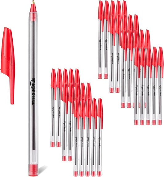 Amazon Basics Ballpoint Pens, 1.0mm, Red, 36 Pack