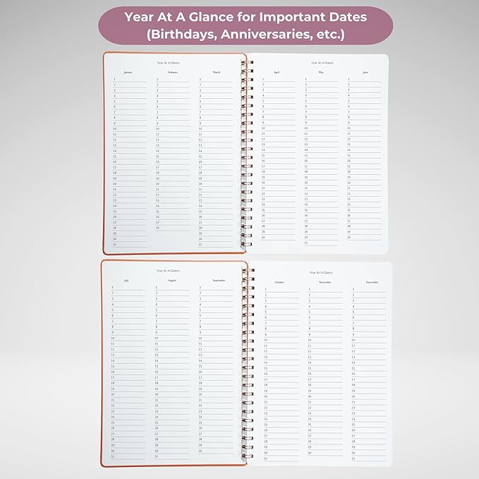 Merely Home | Ultimate Yearly, Daily, Weekly, Monthly Planner | 8.25" x 11.75" | To Do List Notebook for Work | Simple Design | Multiple Layouts | Academic Planner and Organizer Notebook (Pink, Yearly Planner - Portrait)