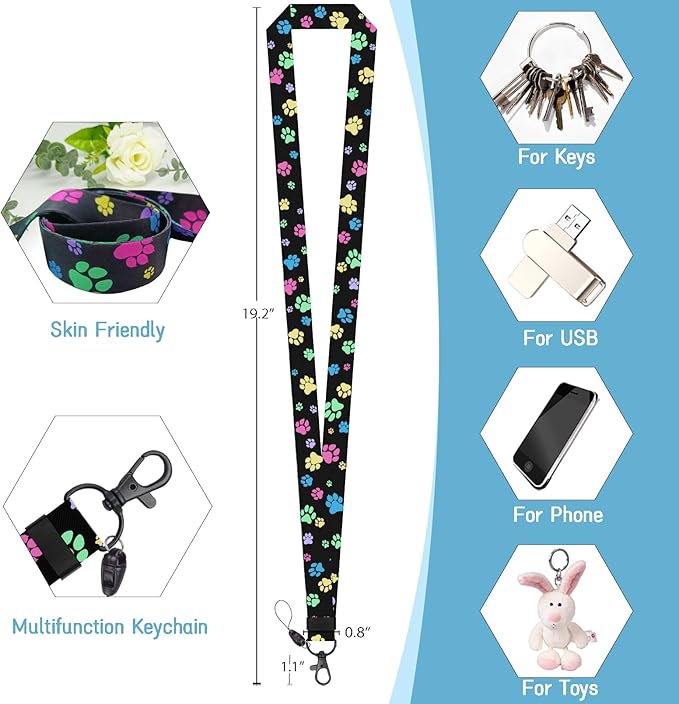 ID Badge Holder with Lanyard, Cute Badge Reel Badge Clip Retractable, Lanyards for ID Badges Name Tags ID Card Holder, Teacher Nurse School Office Gifts, Dog Paws Print