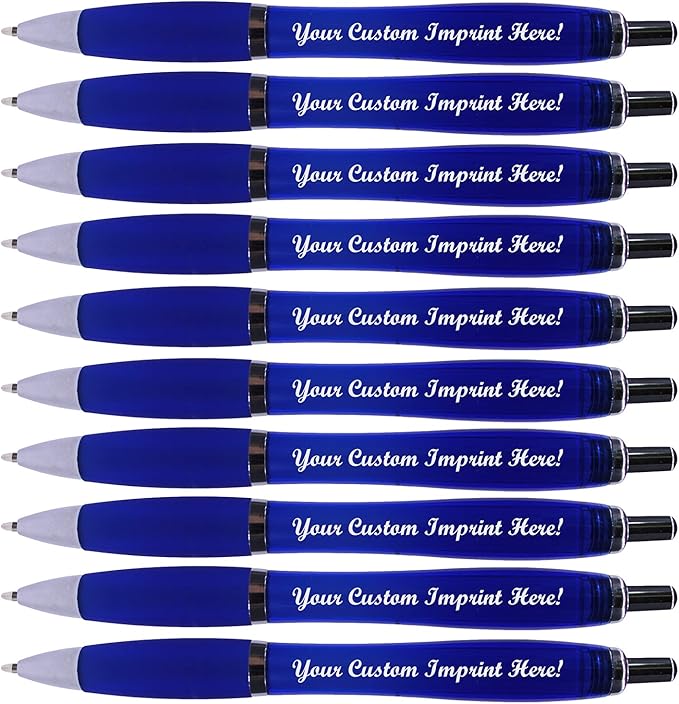 100 Pack Personalized Pens With Your Custom Logo Message - Customizable Gifts In Bulk -Custom Advertising Message - Party Favors